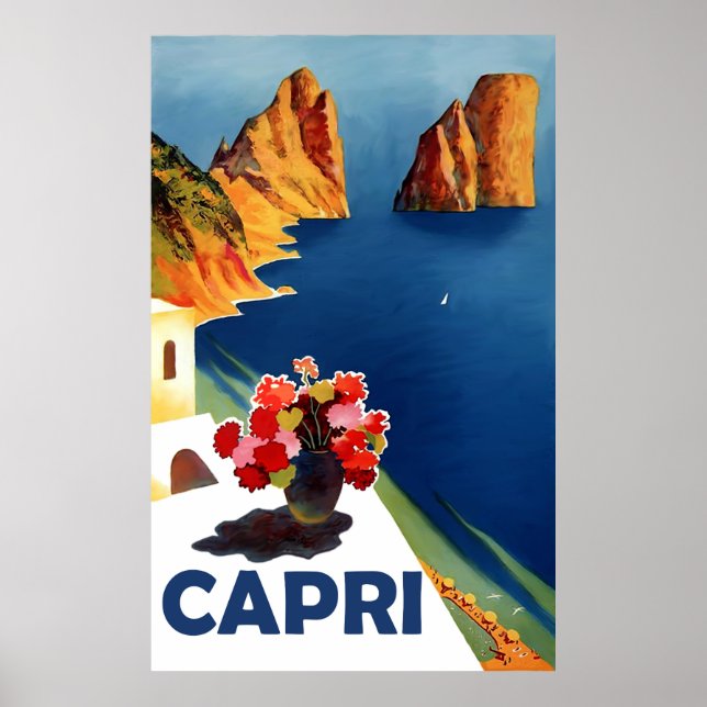 Poster Capri, Italie. Voyage vintage (Devant)
