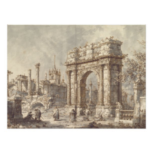 Poster Capriccio avec l'arc de triomphe romain
