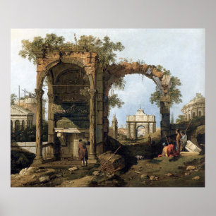 Poster Capriccio avec ruines et bâtiments classiques
