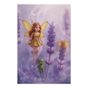 Poster Caprice Parmi les Fleurs Violettes