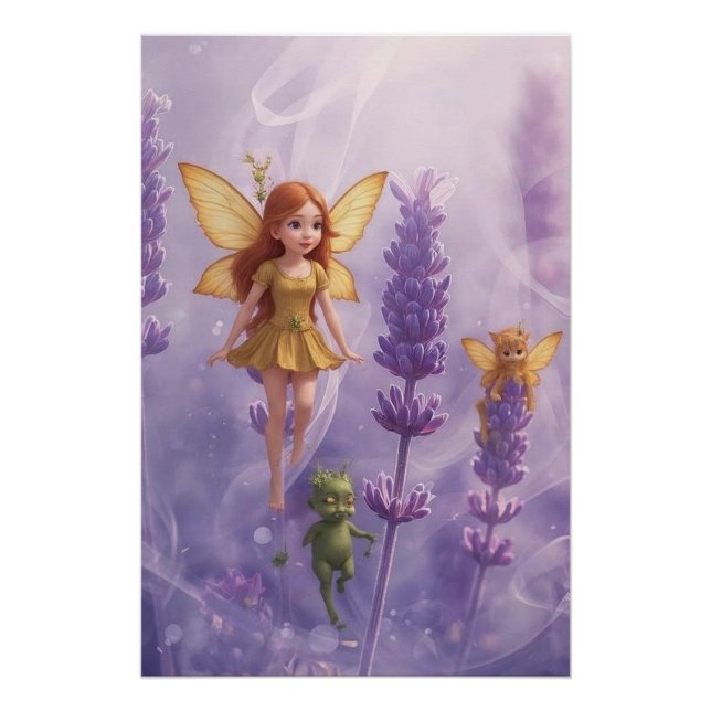 Poster Caprice Parmi les Fleurs Violettes (Devant)