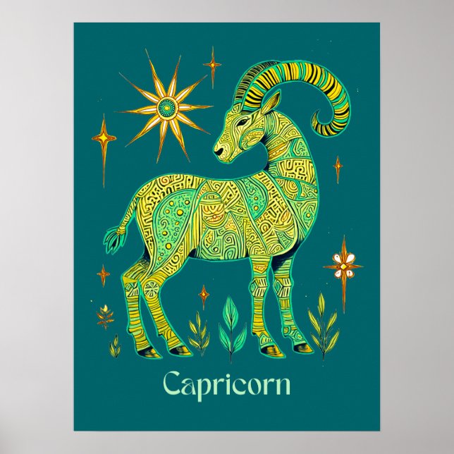 Poster Capricorn Zodiac Connexion Motif complexe (Devant)