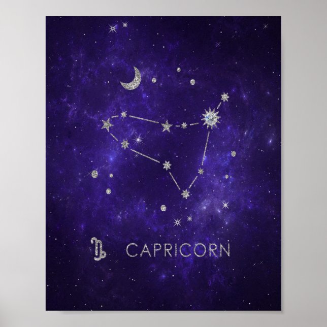 Poster Capricorne de violet zodiaque | Horoscope astrolog (Devant)