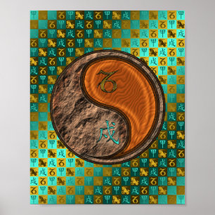 Poster Capricorne et chien de bois