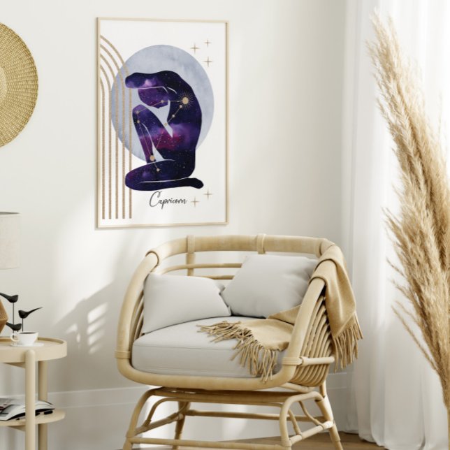 Poster Capricorne Feminine bleu violet Zodiac Design (Créateur téléchargé)