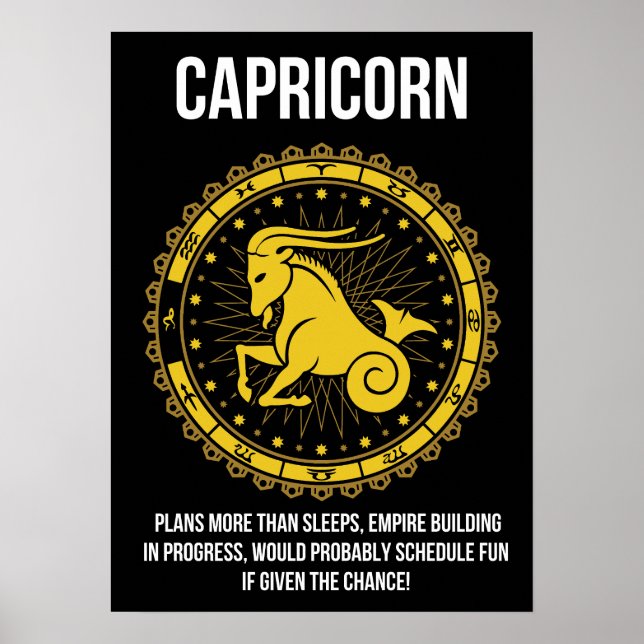 Poster Capricorne - Horoscope, Funny Zodiac Signal Humour (Devant)