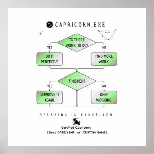 Poster Capricorne Organigramme Funny Humour Zodiaque (col