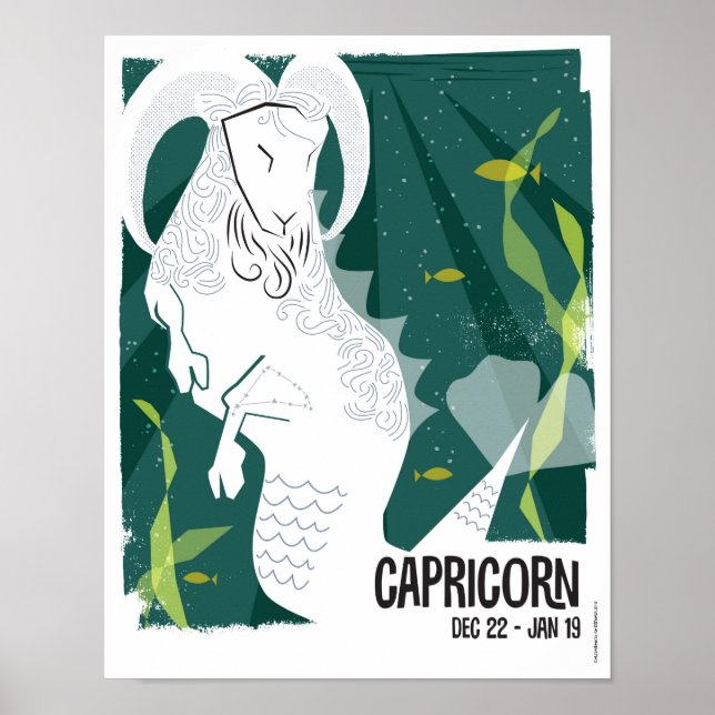 Poster Capricorne Zodiaque de chèvre de mer (Devant)