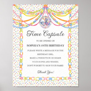 Poster Capsule de jeu pour fête d'anniversaire avec confe