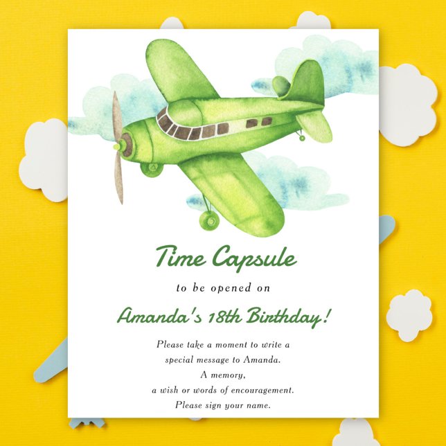 Poster Capsule horaire de l'avion 1er anniversaire neutre (Créateur téléchargé)
