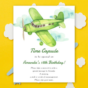 Poster Capsule temporel avion 1er anniversaire genre neut