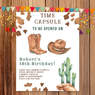 Poster Capsule temporel Western Cowboy 1er anniversaire