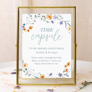 Poster Capsule Temporelle de Baby Shower Floral Printemps