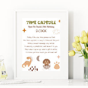 Poster Capsule Temporelle Dino Anniversaire Souvenirs du
