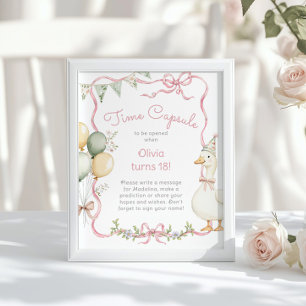 Poster Capsule Temporelle d'Oie 1er Anniversaire ruban ro
