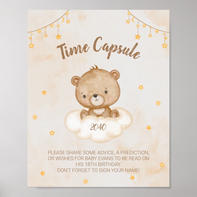 Poster Capsule temps de Baby shower de l'ours Brown (Devant)