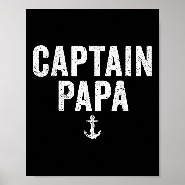 Poster Captain Papa Pontoon Boat Lake Fishing Boating Sai (Devant)