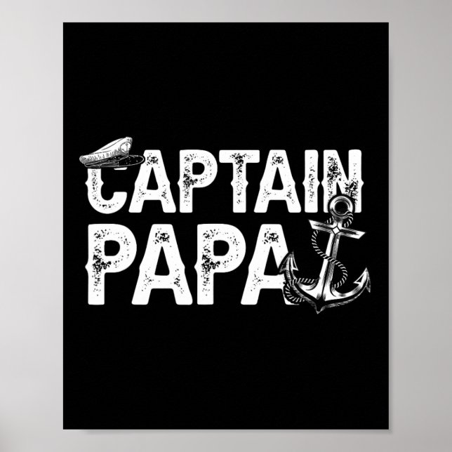 Poster Captain Papa Pontoon Lake Sailor Fishing Boating F (Devant)