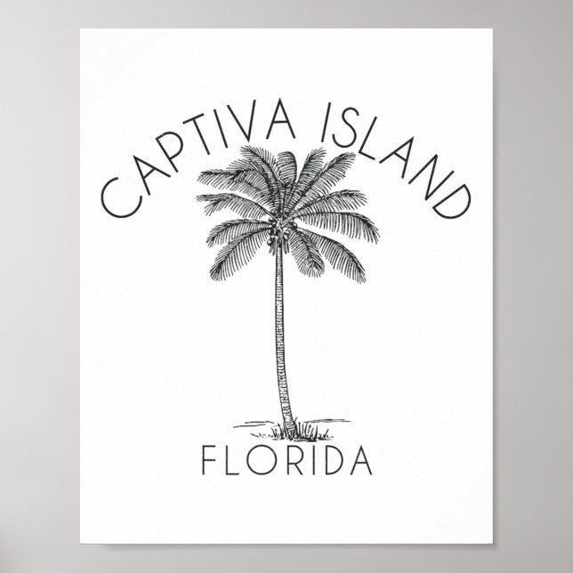 Poster Captiva Island Beach Design Palm Tree Illustration (Devant)