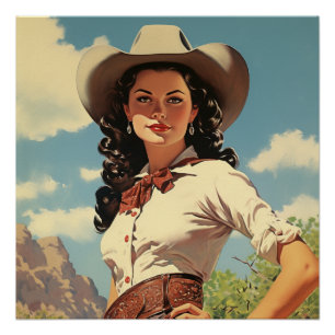 Poster Captivant Cowgirl : Whispers Occidentaux