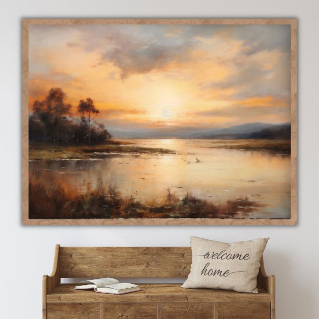 Poster Captivating Sunset Landscape Painting, River lands (Créateur téléchargé)
