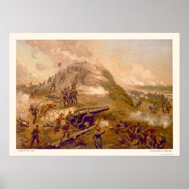 Poster Capture de Fort Fisher par L. Prang & Company 1887 (Devant)
