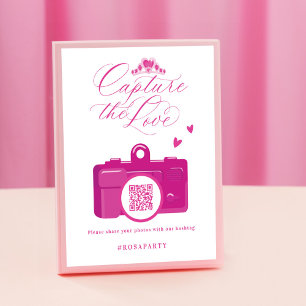 Poster Capture de l'amour Quinceanera Caméra rose Code QR