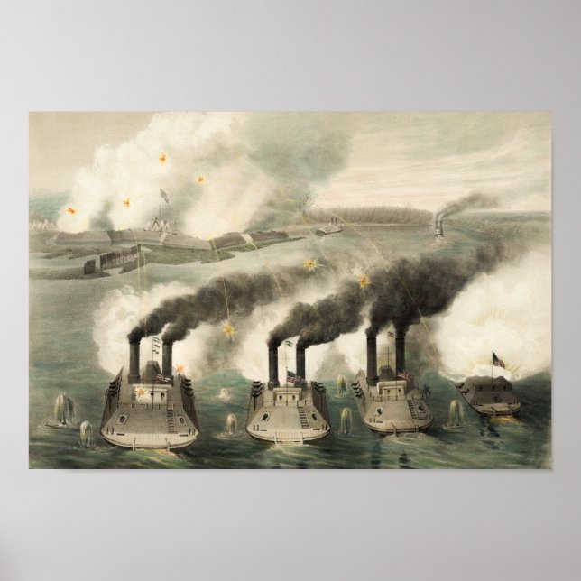 Poster Capture Du Fort Henry Par Union Ironclads - 1862 (Devant)