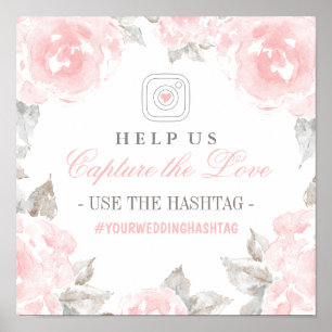 Poster Capturez le hashtag Mariage Love Rose