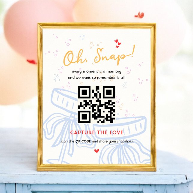Poster Capturez le Wedding shower de code QR Coquette Lov (Créateur téléchargé)