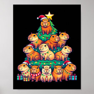 Poster Capybara Christmas Tree Funny Capybara Xmas