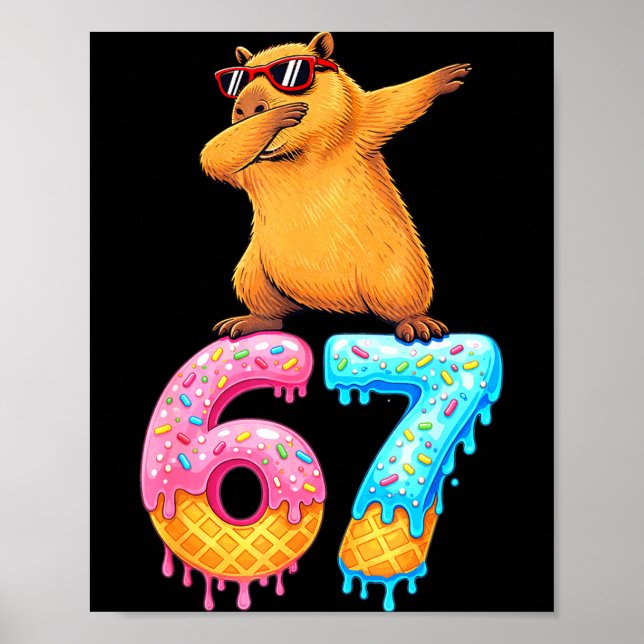 Poster Capybara Dabbing 67 Ice Cream Drip 67 Birthday Boy (Devant)