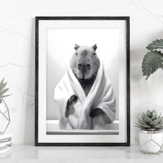 Poster Capybara dans une baignoire