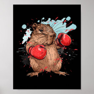 Poster Capybara de boxe avec gants de boxe kickboxing amu