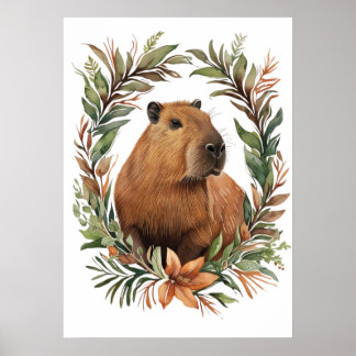 Poster Capybara Floral Art Print