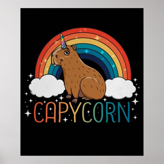 Poster Capybara Gift Girls Unicorn Rainbow Capybara (Devant)
