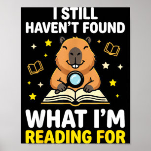 Poster Capybara lisant un livre drôle amoureux femmes hom