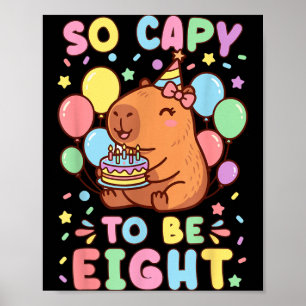 Poster Capybara Mignon 8ème Anniversaire Fille Kawaii Cap
