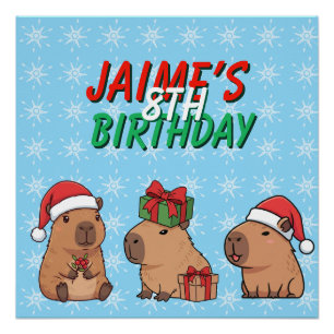 Poster Capybara Noël Anniversaire Fête