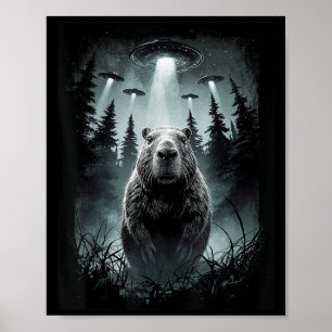 Poster Capybara Selfie Avec Alien Ufo Funny Capybara Cade