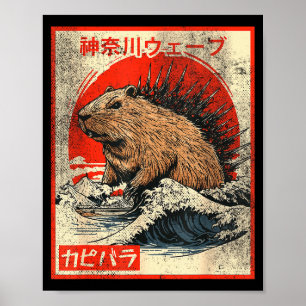 Poster Capyzilla _ Vague de Kanagwa Japon _ Capybara Rong