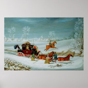 Poster Car de courrier dans la neige