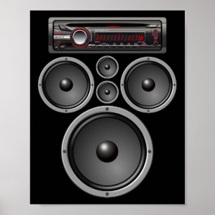 POSTER CAR STEREO SPEAKERS SYSTÈME AUDIO HALLOWEEN COSTUM