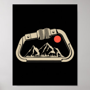 Poster Carabiner de montagne d'escalade rétro Bouldering