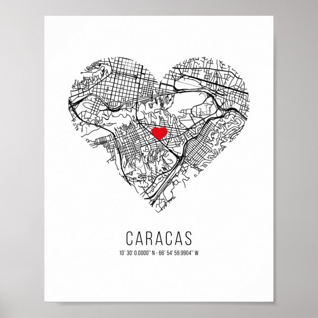 Poster Caracas Caracas Caracas City Map (Venezuela) (Devant)