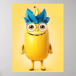 Poster Caractère de banane drôle