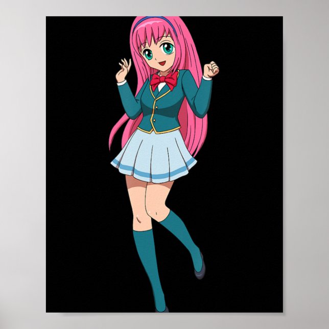 Poster Caractère de dessin animé japonais Anime Girl Cute (Devant)