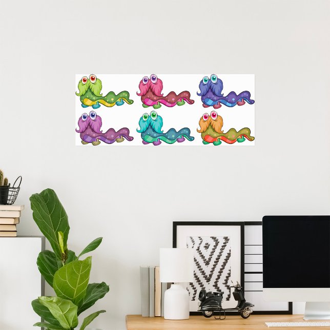 Poster Caractères Colorés Caterpillar Fun Whimsical (Créateur téléchargé)