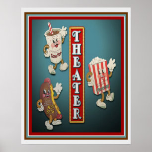 Poster Caractères de la barre d'encas du théâtre Imprimer