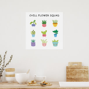 Poster Caractères Plantes en pointillés en été